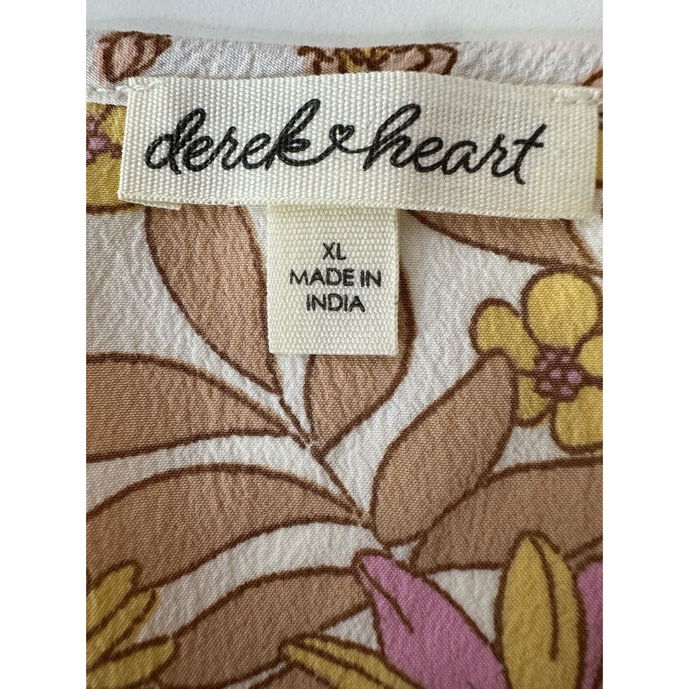 New Derek Heart Mini Dress Women's XL Floral Fall Sleeveless Lightweight Boho - Picture 3 of 8